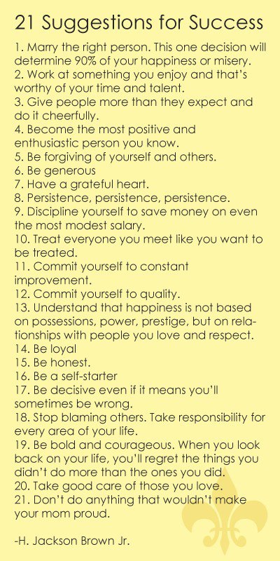 21 Suggestions for Success to make 13 your best year ever.