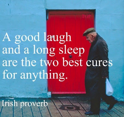 "A good laugh and a long sleep are the two best cures for anything." ~ Irish Proverb