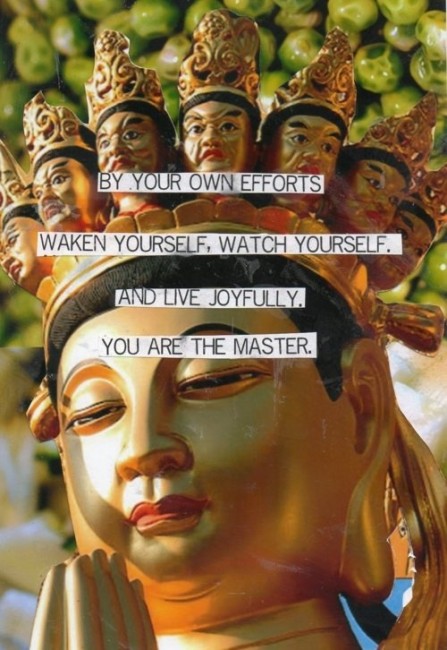 By your own efforts Waken yourself, watch yourself. And live joyfully. You are the master.