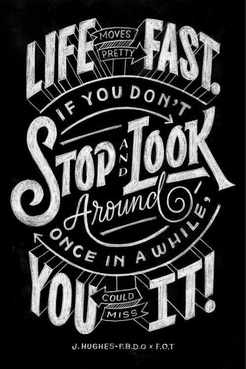 Life moves pretty fast. If you don't stop and look around once in a while you could miss it!