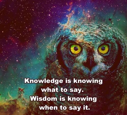 Knowledge is knowing what to say.  Wisdom is knowing when to say it.