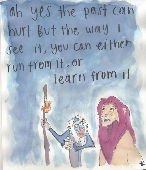 Ah yes, the past can hurt, but the way I see it, you can either run from it, or learn from it. ~ The Lion King