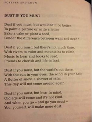 Dust if you must.