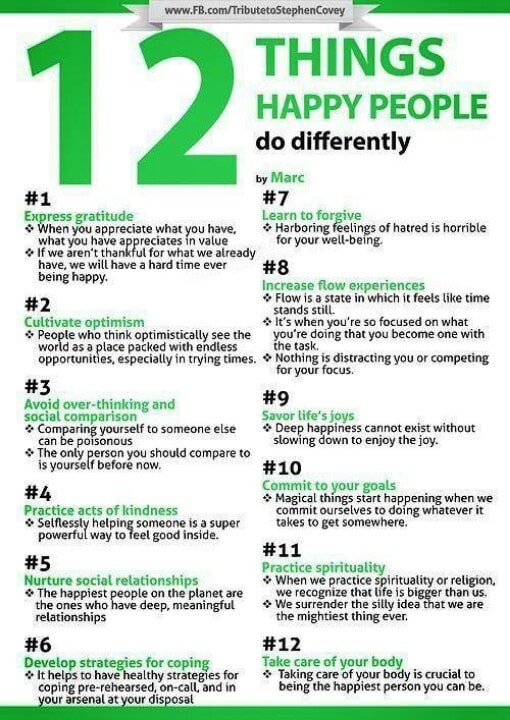 12 Things Happy People Do Differently.