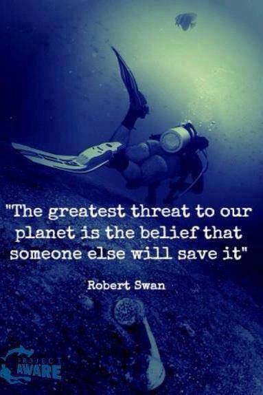"The greatest threat to our planet is the belief that someone else will save it." ~ Robert Swan