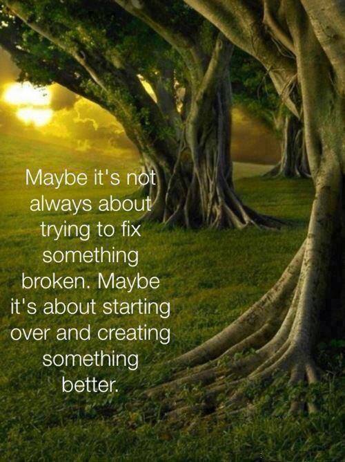 Maybe it's not always about trying to fix something broken. Maybe it's about starting over and creating something better.