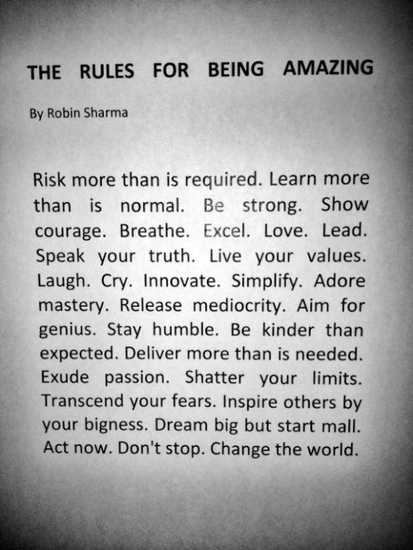 Rules for being amazing: