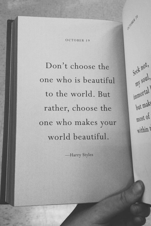 Don't choose the one who is beautiful to the world...