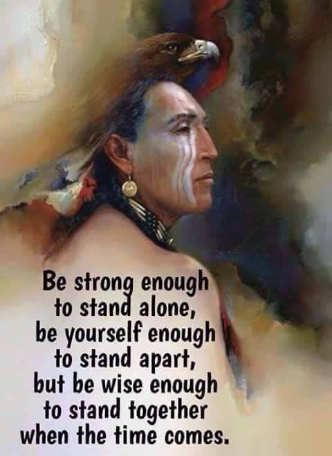 Be strong enough to stand alone, be yourself enough to stand apart, but be wise enough to stand together when the time comes.
