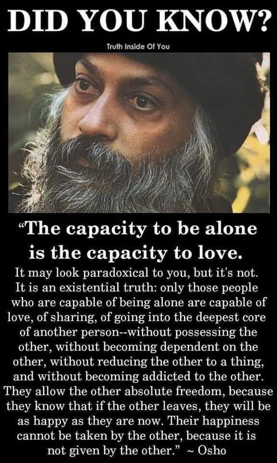 The relationship between being alone and love: